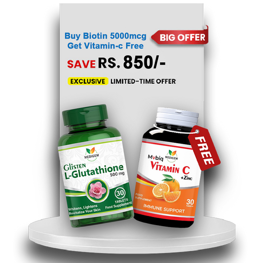 Buy Glisten (Glutathione 500mg) & Get Vitamin C Free
