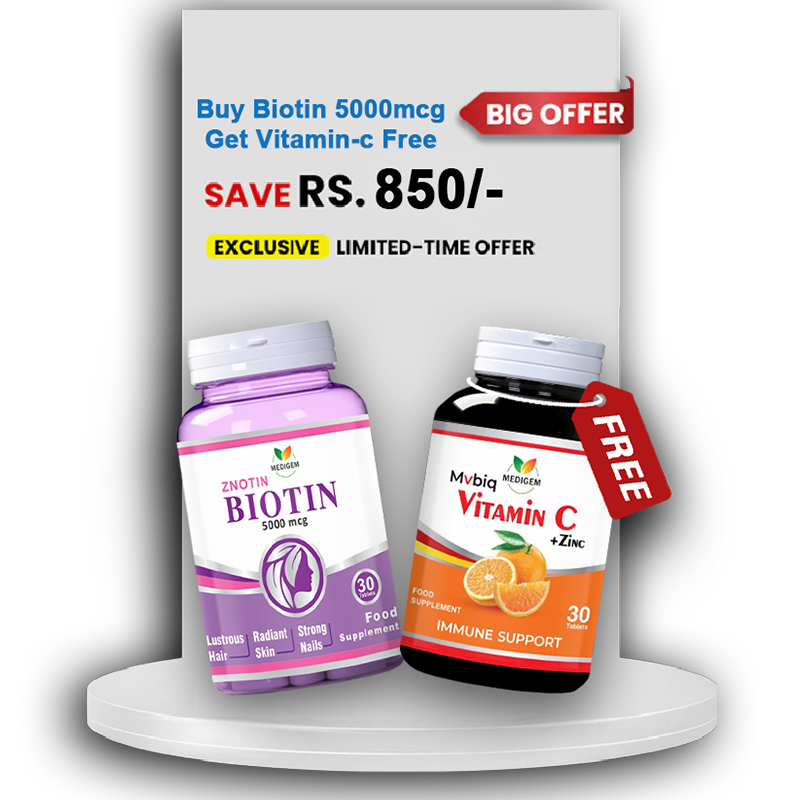 Buy Biotin 5000mcg Get Vitamin C Free