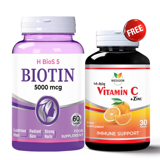 Buy Biotin 5000mcg Get Vitamin C Free