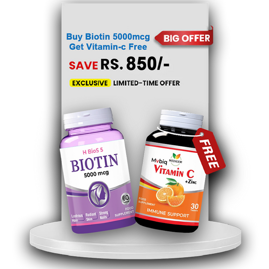 Buy Biotin 5000mcg Get Vitamin C Free